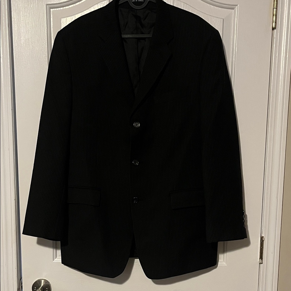 Chaps Black Pinstripe Sport Coat Blazer